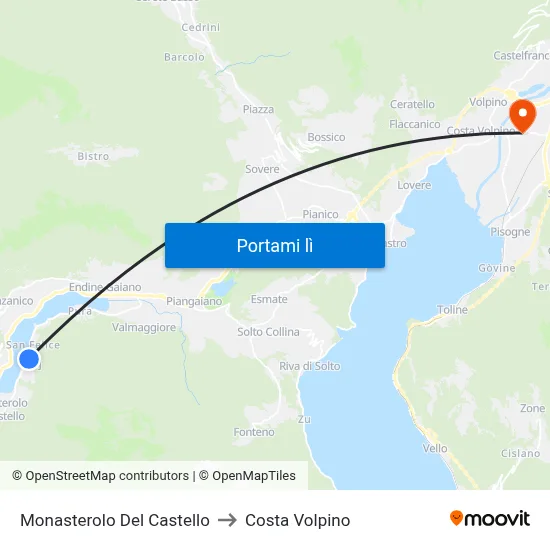 Monasterolo Del Castello to Costa Volpino map