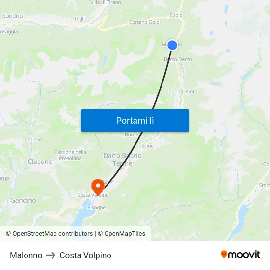 Malonno to Costa Volpino map