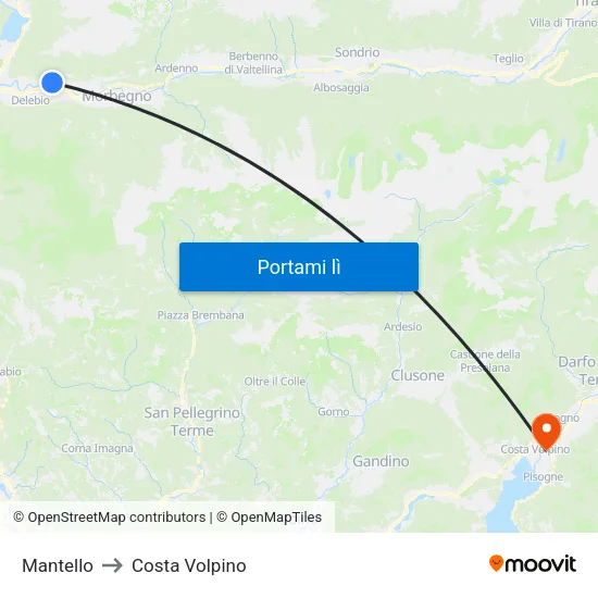 Mantello to Costa Volpino map