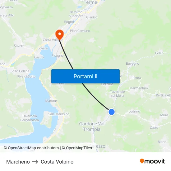 Marcheno to Costa Volpino map
