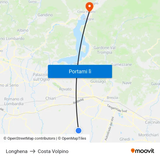 Longhena to Costa Volpino map