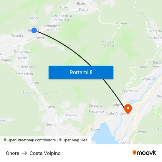 Onore to Costa Volpino map