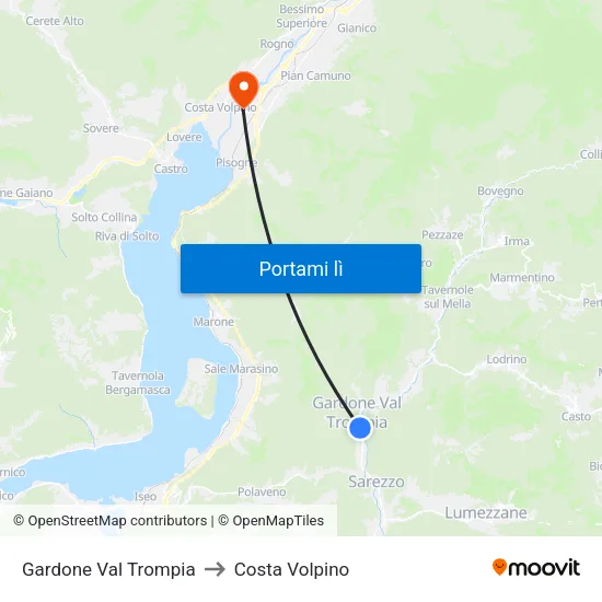 Gardone Val Trompia to Costa Volpino map