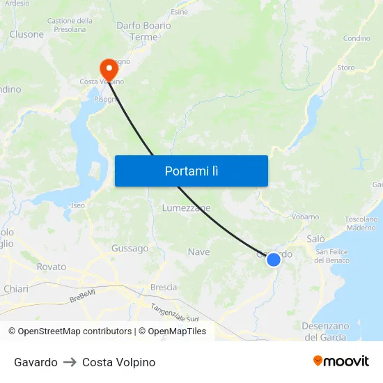 Gavardo to Costa Volpino map