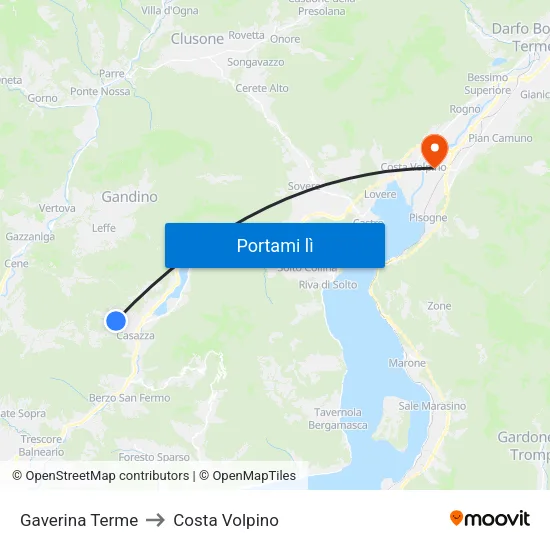 Gaverina Terme to Costa Volpino map