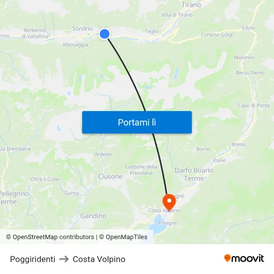 Poggiridenti to Costa Volpino map