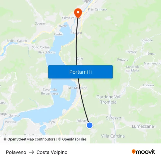Polaveno to Costa Volpino map
