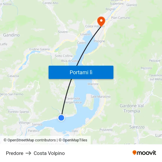Predore to Costa Volpino map
