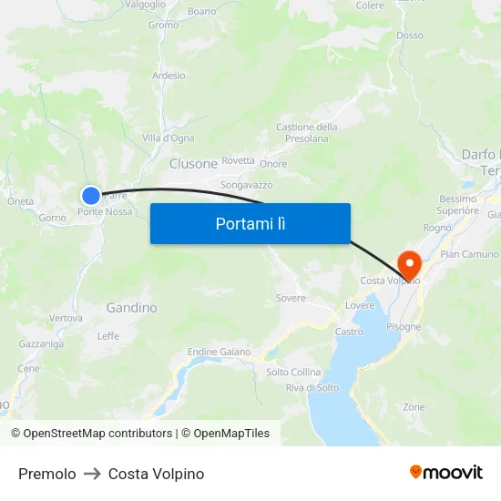 Premolo to Costa Volpino map