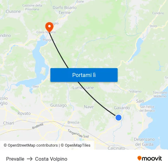 Prevalle to Costa Volpino map