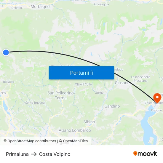 Primaluna to Costa Volpino map