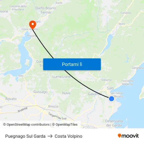 Puegnago Sul Garda to Costa Volpino map
