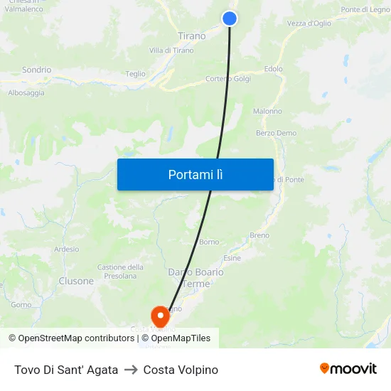 Tovo Di Sant' Agata to Costa Volpino map