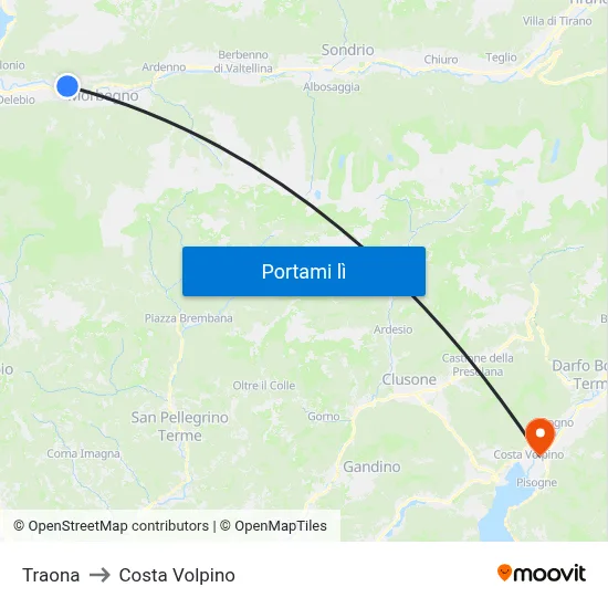 Traona to Costa Volpino map