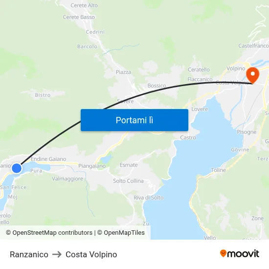 Ranzanico to Costa Volpino map
