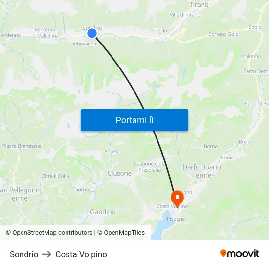 Sondrio to Costa Volpino map