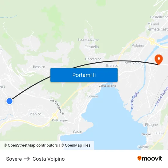 Sovere to Costa Volpino map