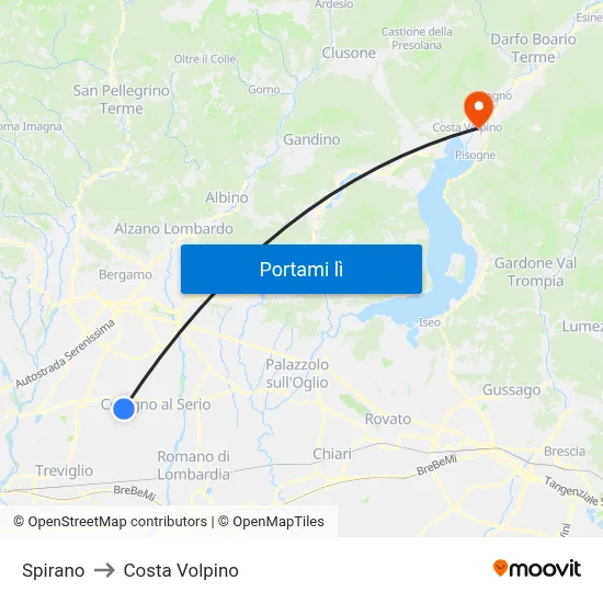Spirano to Costa Volpino map