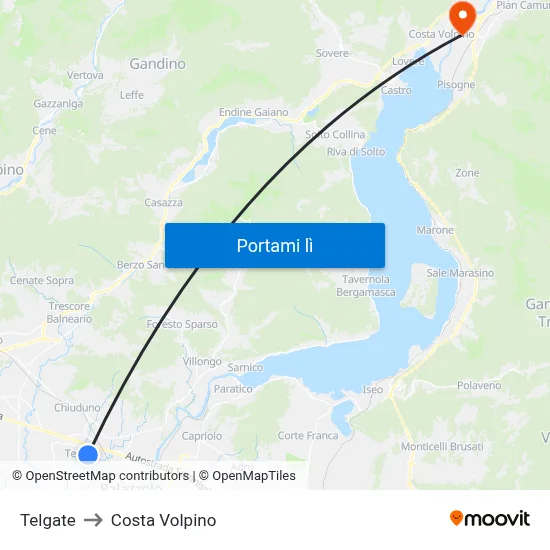 Telgate to Costa Volpino map