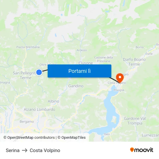 Serina to Costa Volpino map