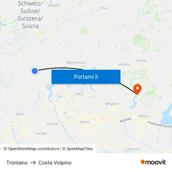 Trontano to Costa Volpino map