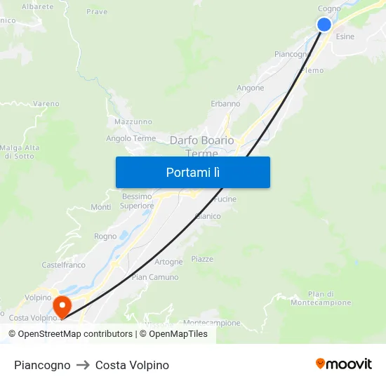 Piancogno to Costa Volpino map