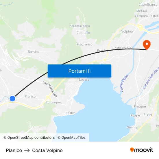 Pianico to Costa Volpino map