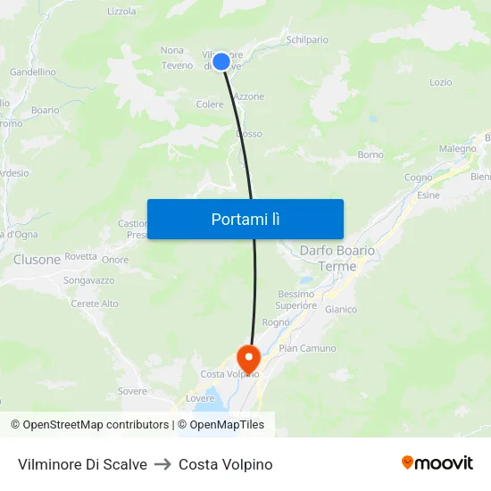 Vilminore Di Scalve to Costa Volpino map