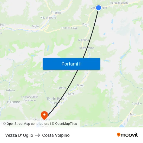 Vezza D' Oglio to Costa Volpino map