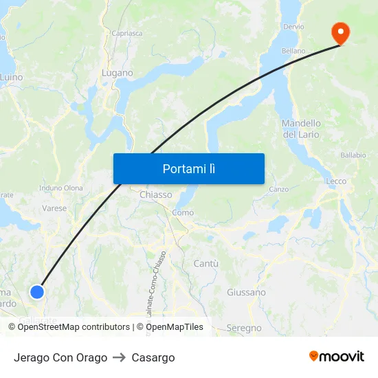 Jerago Con Orago to Casargo map