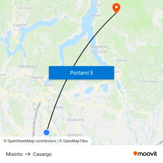 Misinto to Casargo map