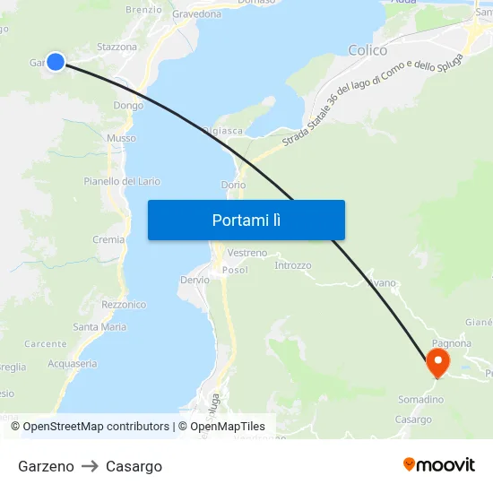 Garzeno to Casargo map