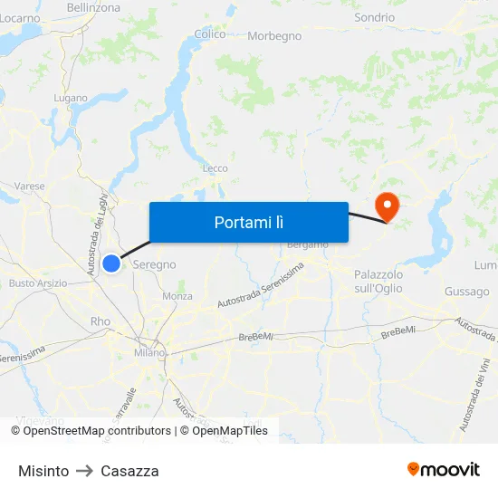 Misinto to Casazza map