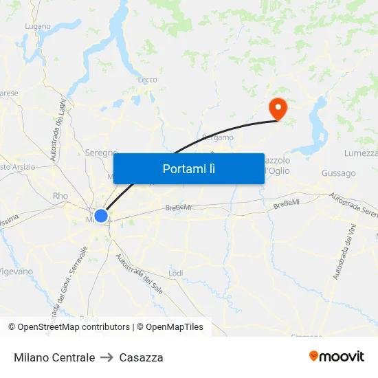 Milano Centrale to Casazza map