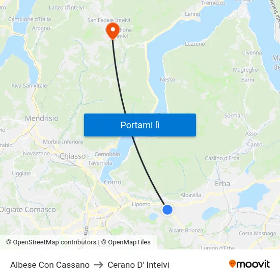 Albese Con Cassano to Cerano D' Intelvi map