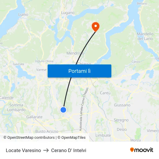 Locate Varesino to Cerano D' Intelvi map