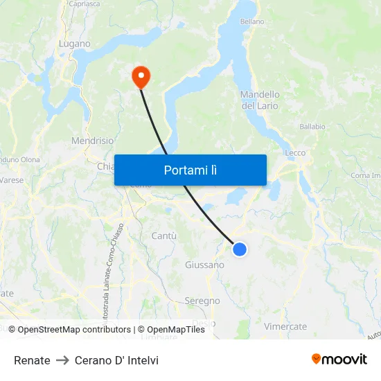 Renate to Cerano D' Intelvi map