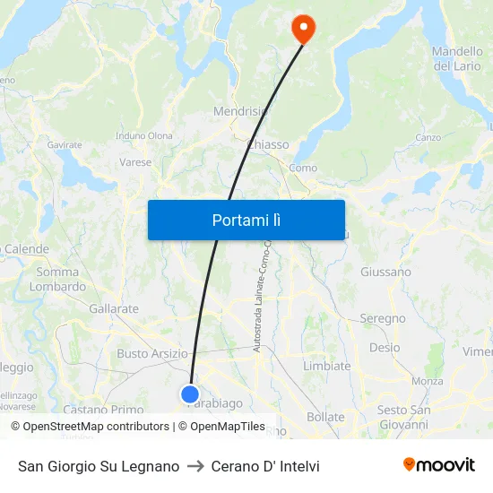San Giorgio Su Legnano to Cerano D' Intelvi map