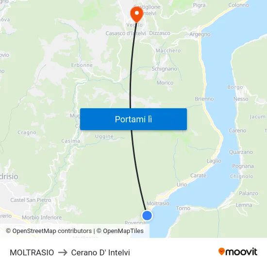 MOLTRASIO to Cerano D' Intelvi map
