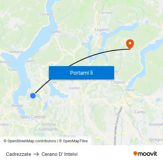 Cadrezzate to Cerano D' Intelvi map