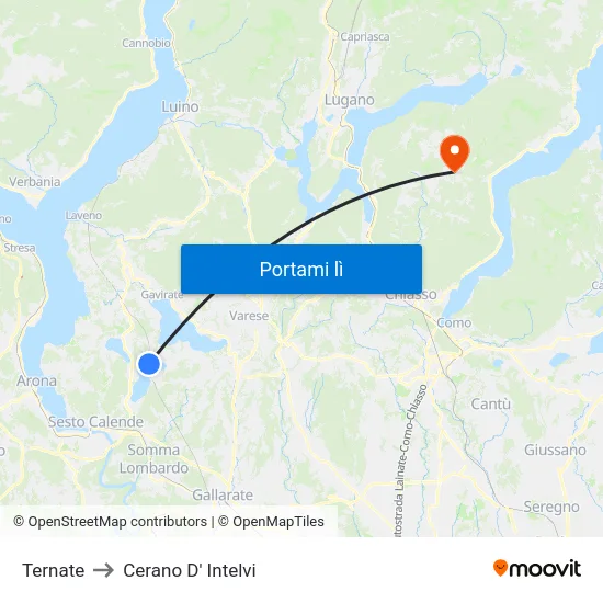 Ternate to Cerano D' Intelvi map