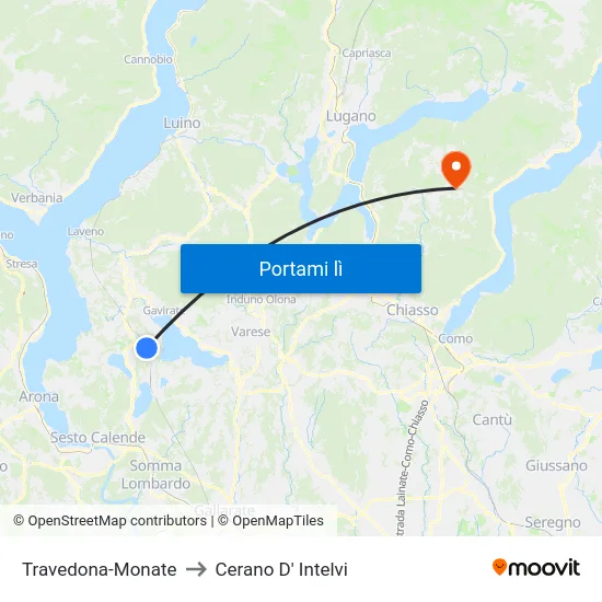 Travedona-Monate to Cerano D' Intelvi map