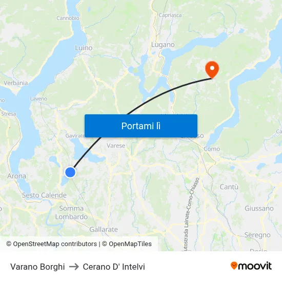Varano Borghi to Cerano D' Intelvi map