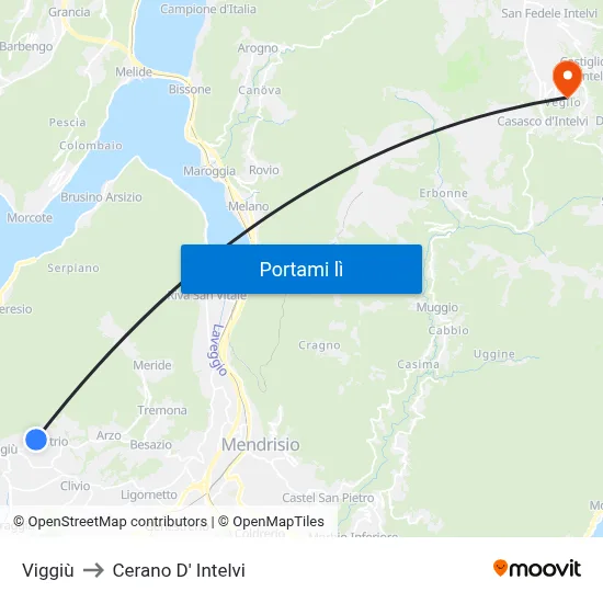 Viggiù to Cerano D' Intelvi map