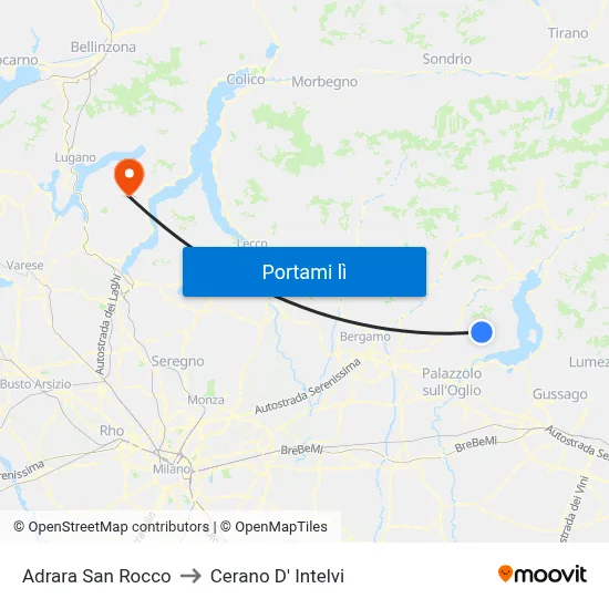 Adrara San Rocco to Cerano D' Intelvi map
