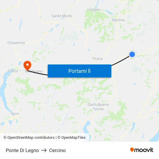 Ponte Di Legno to Cercino map