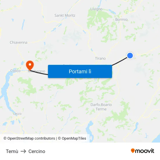 Temù to Cercino map