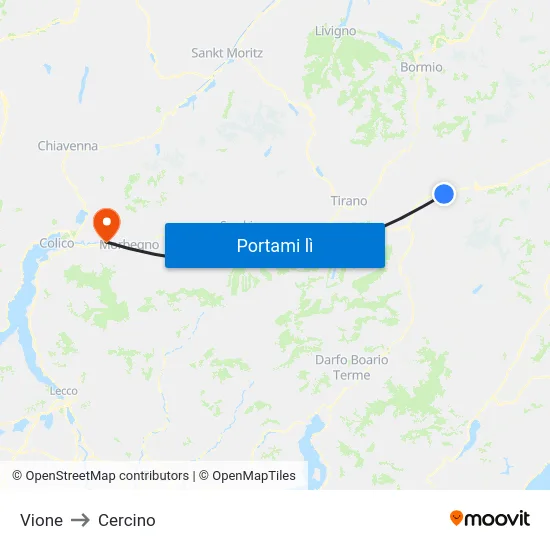 Vione to Cercino map