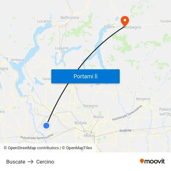 Buscate to Cercino map