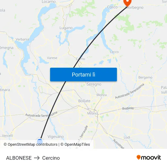 ALBONESE to Cercino map